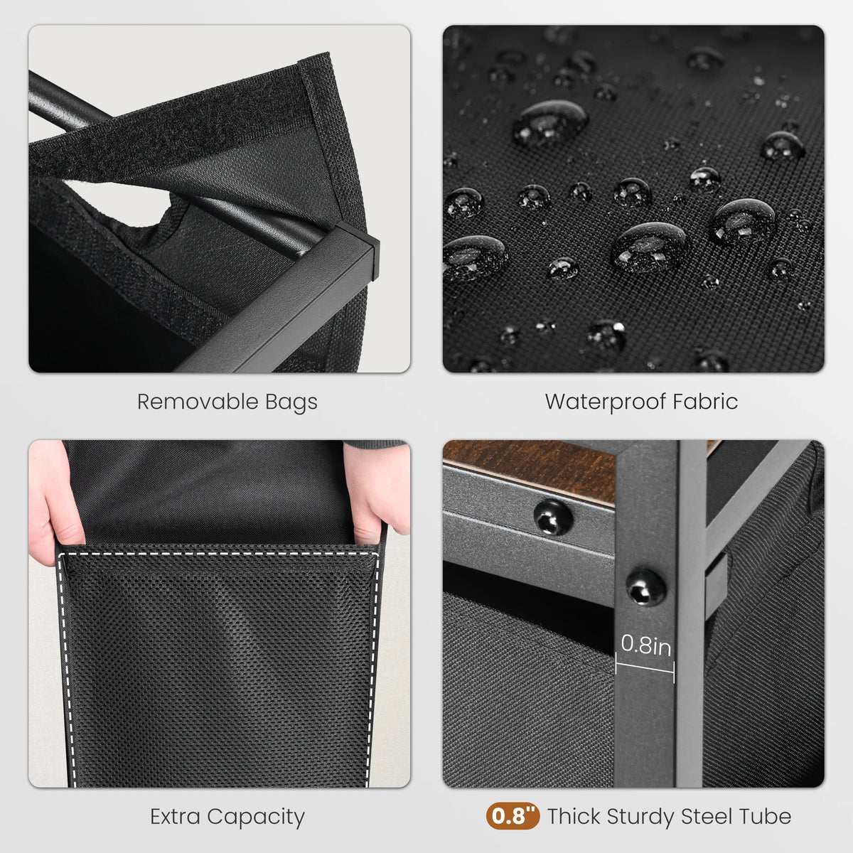 MCQ 36IN Laundry Hampers with Movable Wheels Metal Frame and Pull-Out Removable Sorter Bags Clothes Basket Organizer for Home