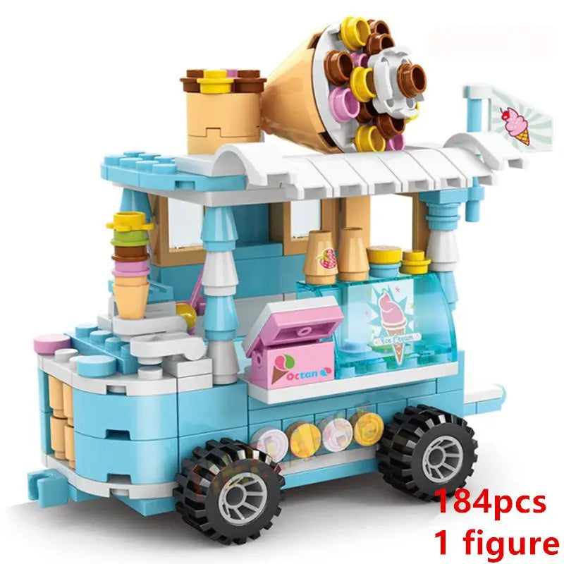 DIY Architecture Store Street View Food House Building Blocks Kit Girls Bricks Classic Movie Model Toys