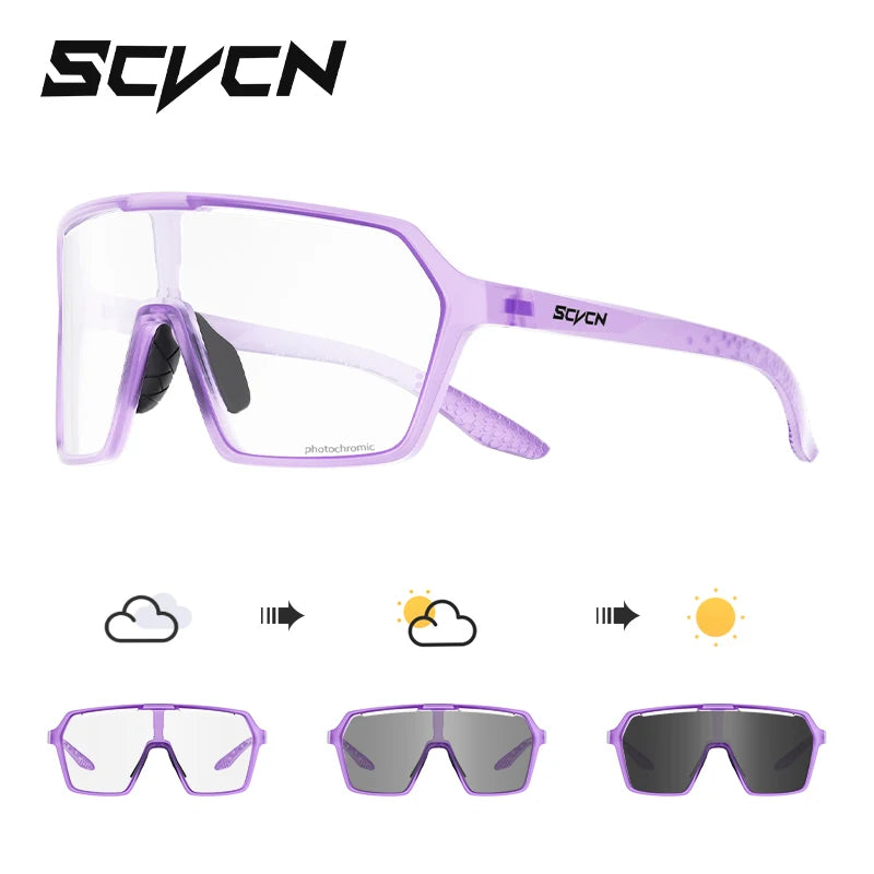 SCVCN New Photochromic Sunglasses MTB Cycling Glasses Outdoor Sports Running Drving Goggles UV400 Protection Bike Eyewear