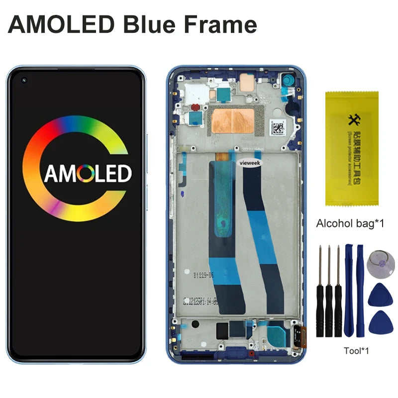 AMOLED Screen for Xiaomi 11 Lite 5G NE LCD Display Screen Touch Panel Digitizer Assembly for Mi 11 Lite 5G NE 2109119DG 2107119D