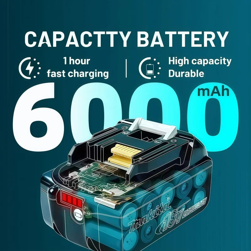 2026 Authentic Makita 6.0Ah Battery, Hot Selling 18V Tools Battery, Replaceable BL1830B L1840B L1850B L1860B, Power Tool Battery