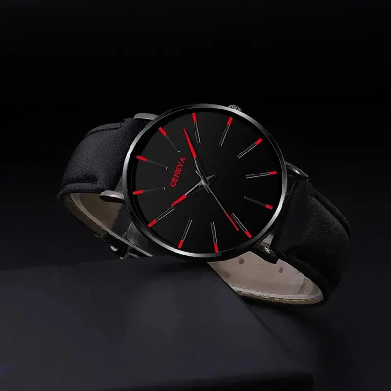 5pcs Black Quartz Watches Bracelet Men Business Casual Round Watch Life Tree PU Leather Bracelets Sets