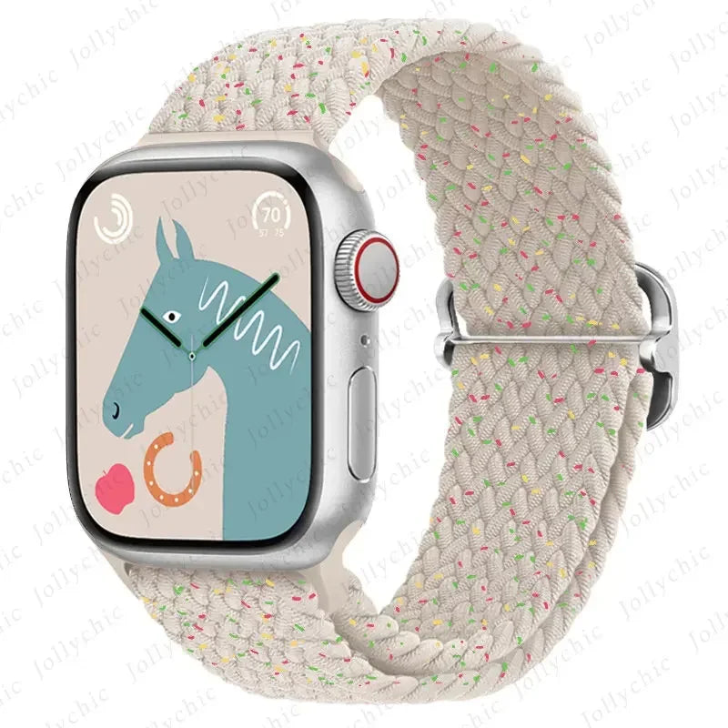 Braided Loop for Apple Watch Strap 44mm 40mm 45mm 41mm 42mm 38mm 49mm Elastic Solo Bracelet IWatch Series 7 Se 3 6 Ultra 8 Band