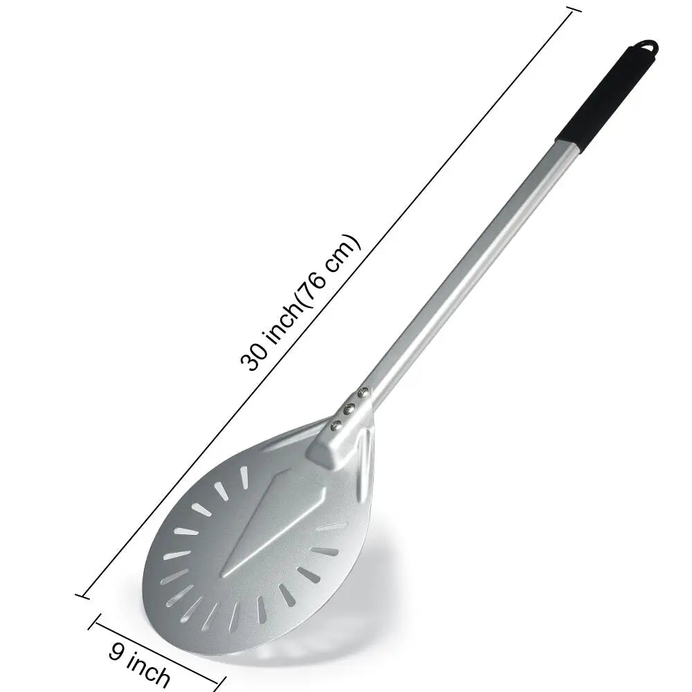 PizzAtHome Long Handle 7/ 8/ 9 Inch Perforated Pizza Turning Peel Pizza Shovel Aluminum Pizza Peel Paddle Small Pizza Tool