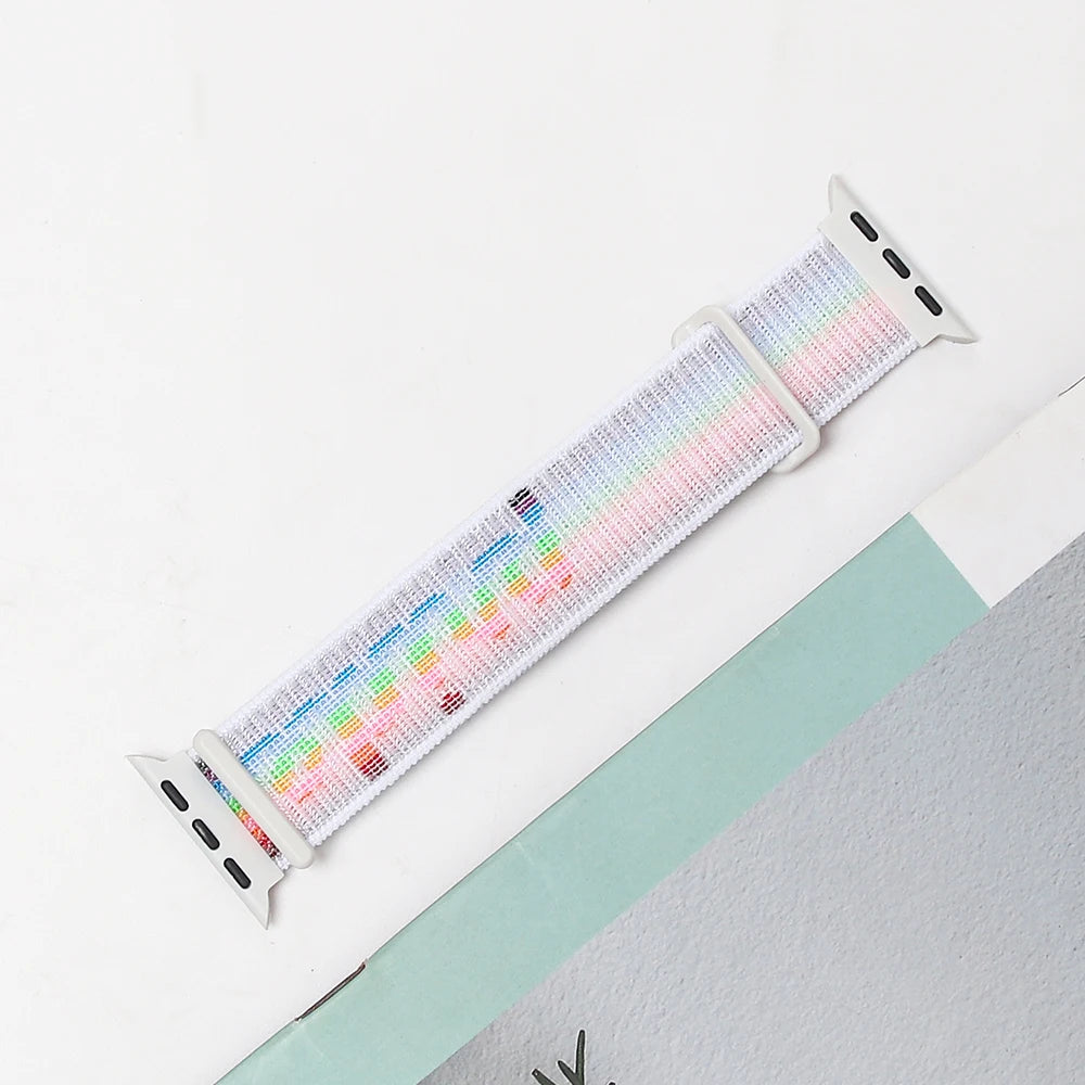 Nylon Strap For Apple Watch Band Ultra 2 49mm 45mm 41mm 44mm 42mm 38mm Adjustable Elastic Bracelet For iWatch Series 9 8 7 6 5 4