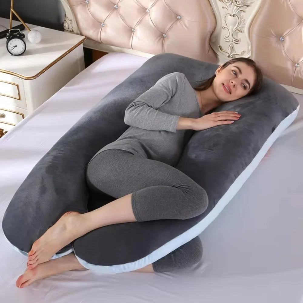 Pregnancy Pillow U-Shaped – Soft Fleece Maternity Body Pillow, Full Body Support for Side Sleeping, Lumbar & Belly Support