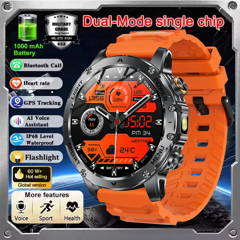 New T-Rex 3 Ultra Military Grade 1000mAh Battery Smart Watch Men IP68 Waterproof Sports Fitness Bluetooth Call AMOLED Smartwatch