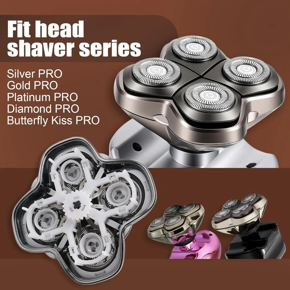 Shaver Replacment Heads 4 Dual Track Heads Floating Replacement Blades Compatible for Skull Pitbull Butterfly Kiss PRO and Palm