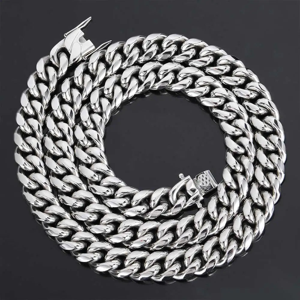 6/8/10/12/14/16MM Hip Hop Cuban Link Necklace For Men Stainless Steel Miami Fashion Jewelry Thick And Thin Rainbow Chains