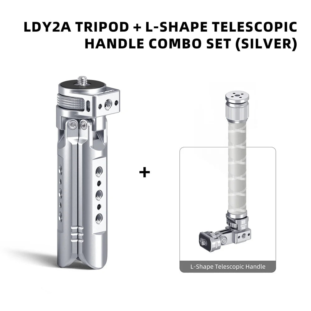 LEAPLIGHT Aluminum Mini Tripod for DJI Osmo Pocket 3/4/4P/360LunaUltra Camera Tripod Handheld Grip w 360° BallHead+Phone Stand