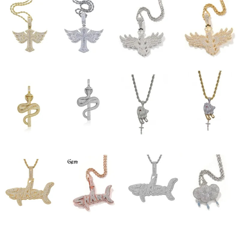 Men's Personality Is Cool, Ha's New Large Wing Pendant,  Copper Inlaid Zircon Fashionable Street Necklace Trend