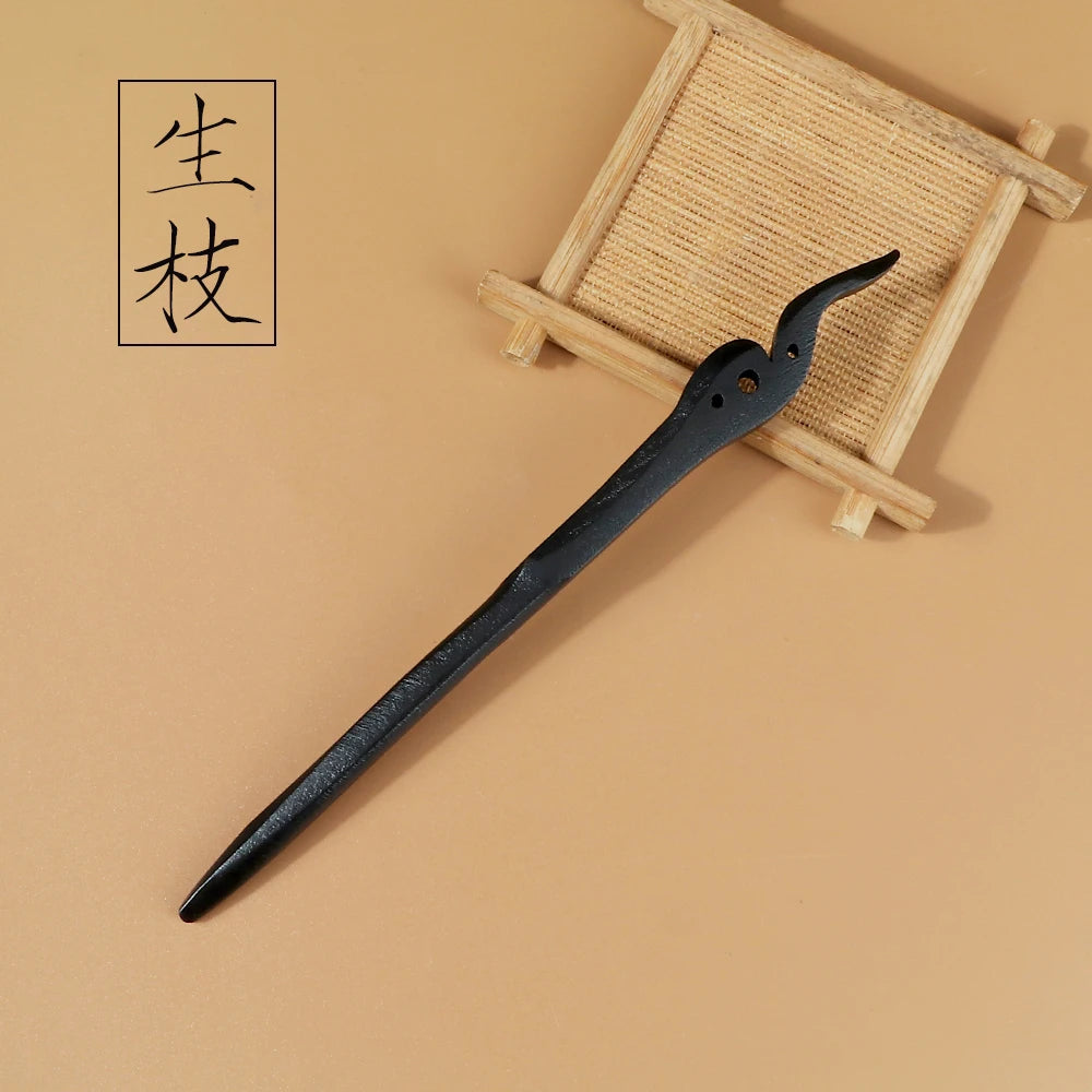 Chinese Royal Wooden Hair Clips Hair Stick Women Simple Carved Wood Hairpins Girl Exquisite Hair Style Accessories Headwear Gift