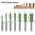 7pc/Set 6mm/1/4′′ Shank Straight Bit Tungsten Carbide Single Double Flute Router Bit Wood Milling Cutter for Woodwork Tool New