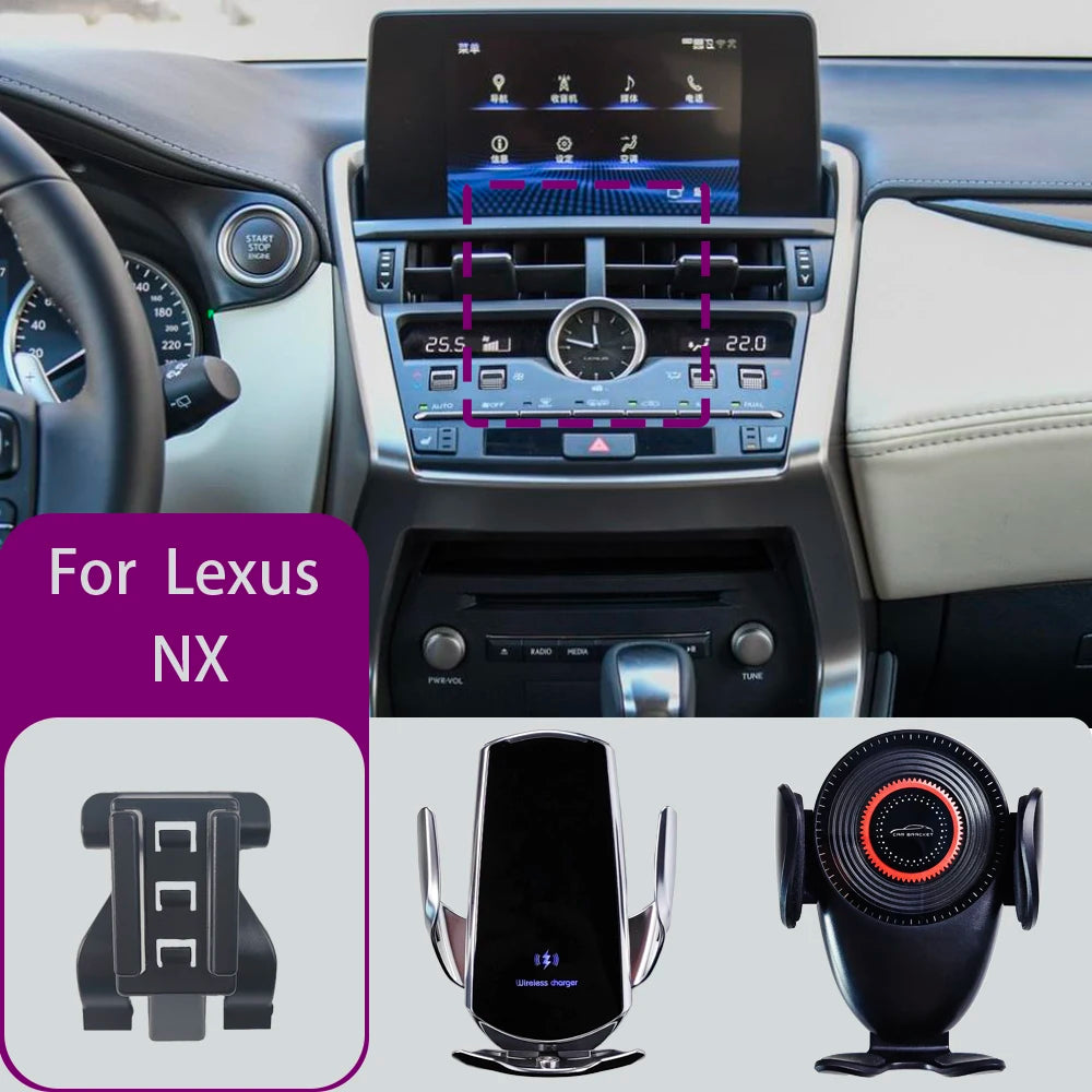 For Lexus NX 2014 2015 2016 2017 2018 2019 2020 2021 Car Phone Mount Wireless Charger Special Mobile Phone Holder Fixed Stand
