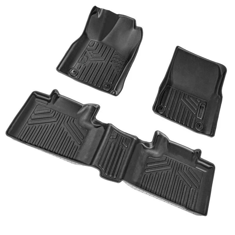 Car floor mats suitable for Toyota RAV4 (not for Hybrid or Prime) 2019–2024, 3-piece inserts for the front and second row, weatherproof custom-fit car floor mats made of TPE black