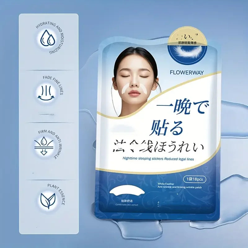 Facial Wrinkle Patches - 18 Patches Face Masks for Overnight to Reduce Facial Wrinkles, Smile Lines, Fine Lines & Chin Wrinkles
