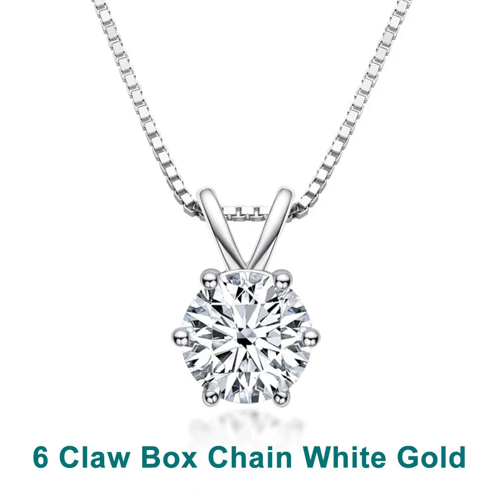 KNOBSPIN 1-5 CT Moissanite Necklace Solitaire Pandent GRA Certified Dainty s925 Sterling Silver 18k Classic Necklaces for Women
