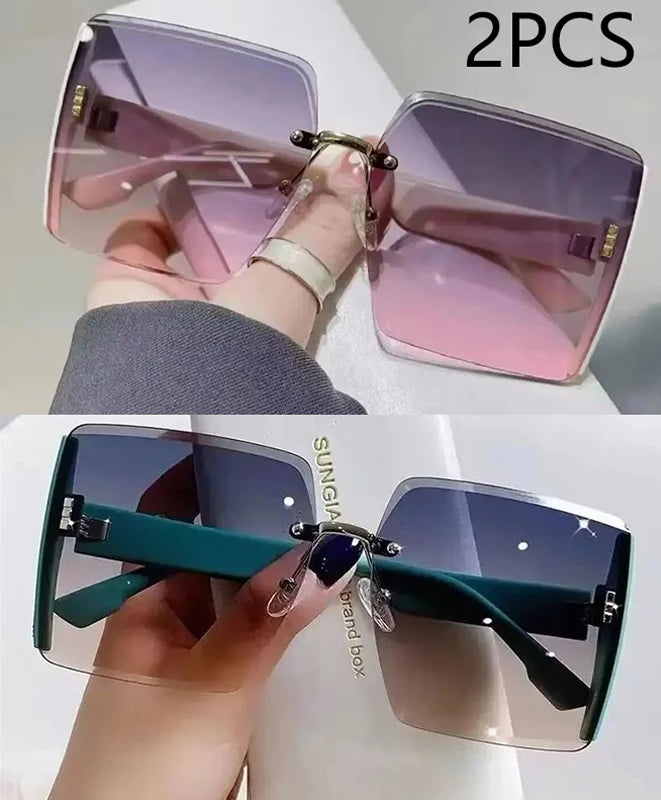 Fashion Gradient Frameless Women's High-end Sense Of Sunglasses