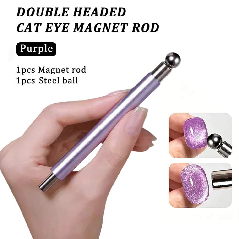 1/2Pcs Nail Cat Eye Magnetic Ball With Nail Magnetic Stick Tool Set Double-head Strong Magnet Pen 3D Cat Eye Gel Nail Supplies