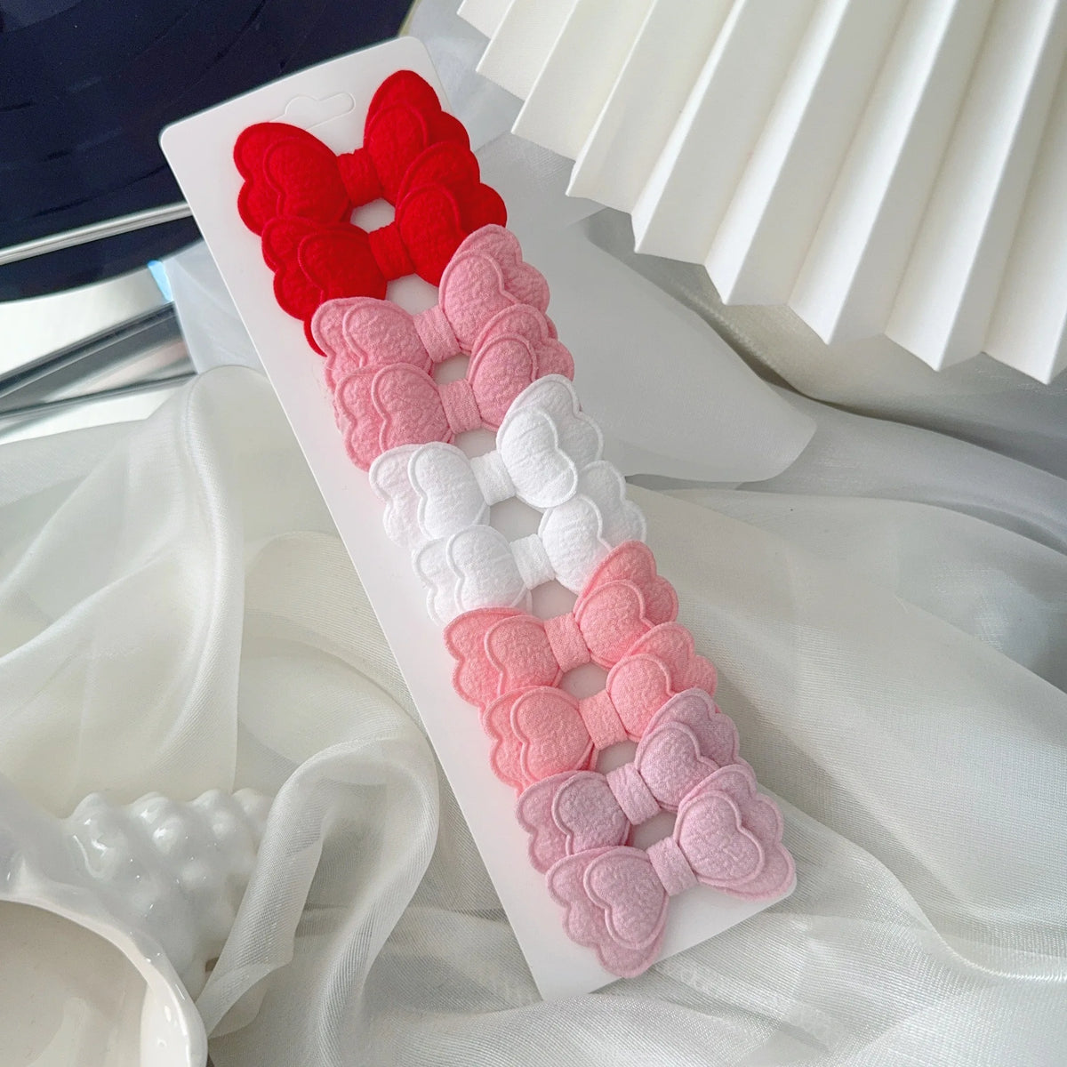 3/4/10Pcs Hot Sale Candy Color Hair Bows Clip Girls Double Layered Bow Cute Kid Bangs Hair Pin Cotton Safe Baby Hair Accessories