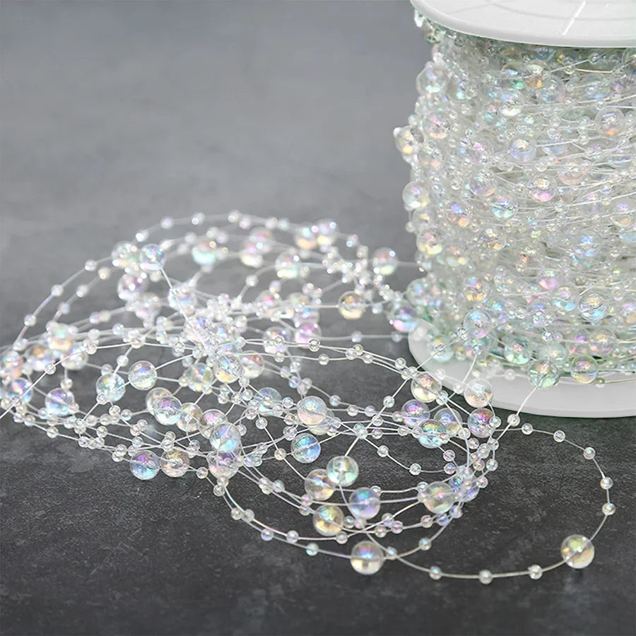 5/10Meters Artificial Pearls Chain Fishing Line Beads Garland Chain For DIY Bridal Bouquet Craft Flower Wedding Party Decoration