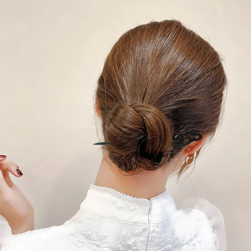 Antique Style Imitation Ebony Hairpin Plain Hairpin Simple Style Retro Hanfu Qipao Accessories for Women