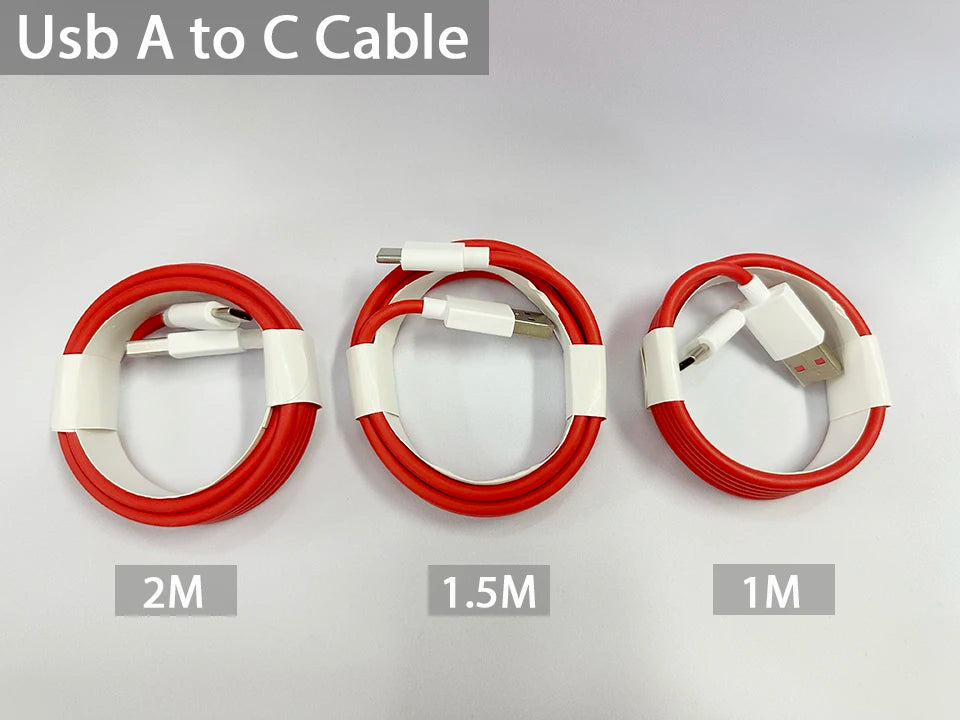 Original Oneplus Charger SuperVOOC 100W Type-A Power Adapter EU 80W Super Fast Type C Cable One Plus 13 12 11 10 Pro Nord CE 3 5