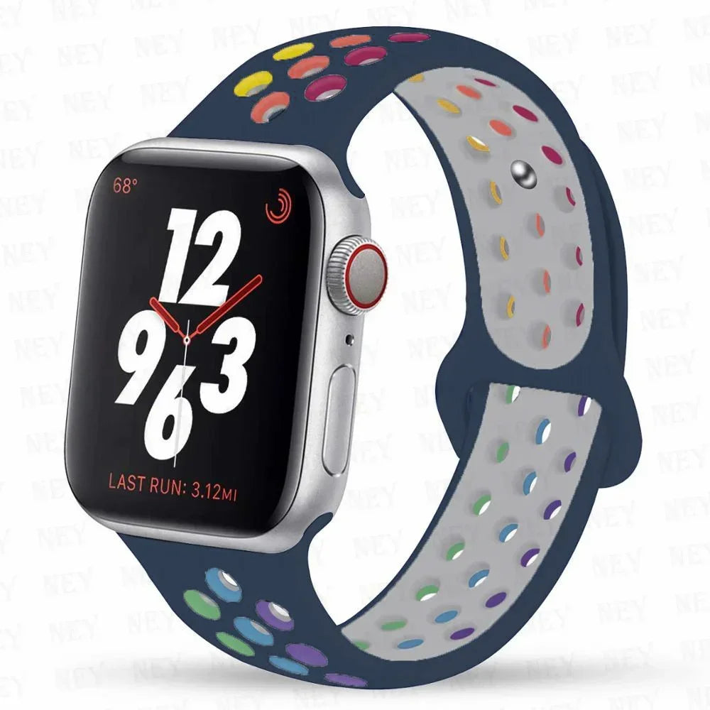 Sport Strap For Apple Watch Band 45mm 49mm 44mm 40mm 41mm 42mm Silicone bracelet correa iWatch Ultra 2 Series 9 8 SE 7 6 5 4 3
