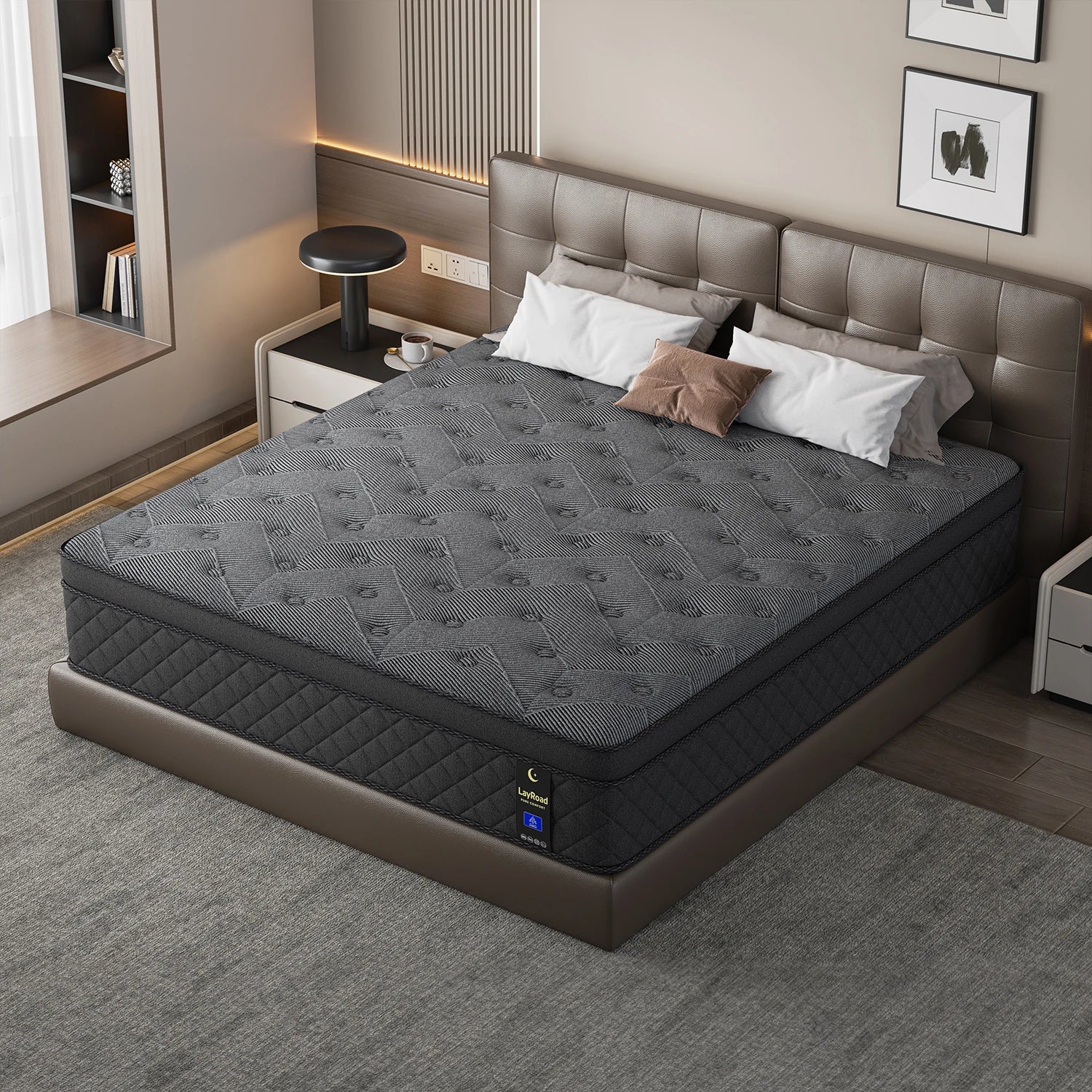 LayRoad 12-14inch Full-Size Memory Foam Mattress Available in Single, Twin, Queen, and King Sizes Boxed Mattress Medium Firmness