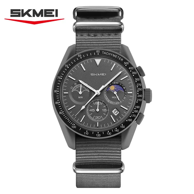 SKMEI 9392 Quartz Chronograph Watches Men Women Date 30M Waterproof Sport Wristwatch Fashion Nylon Strap Watch Gifts Reloj Mujer