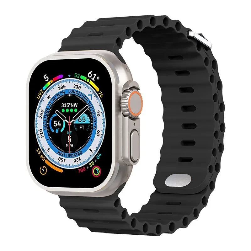 Ocean Strap For Apple Watch Ultra 3/2 Band 49mm 11 10 9 8 7 46mm 45mm 41mm Silicone Bracelet Belt iWatch 6 5 4 SE 44mm 42mm band