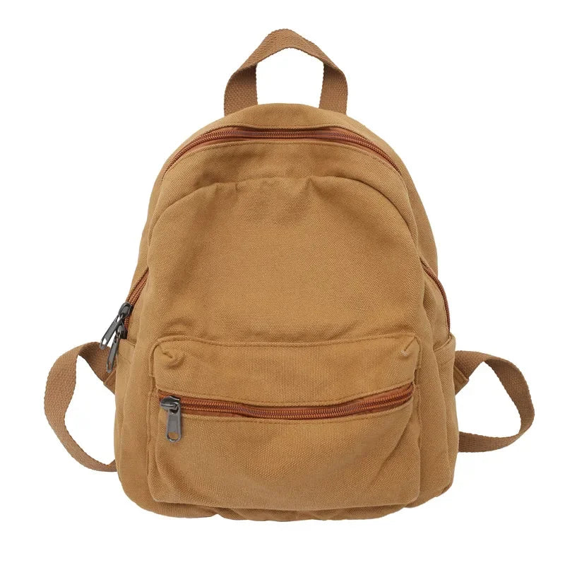 Small Canvas Vintage Backpack 2022 New Simple Unisex Women Men Bags for Teenage Girls Young Solid Color Ladies Mini  Rucksack