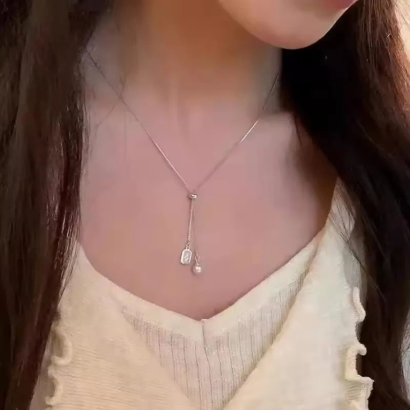 S925 Sterling Silver Necklaces For Women Simple Chain Fashion Minimalist Pendant Necklaces Adjustbale Necklace Birthday Gift