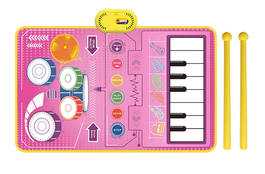 80x50cm Music Play Mat for Kids Toddlers Floor Piano Keyboard Drum Toys Dance Mat with 6 Instruments Sounds Educational Toys