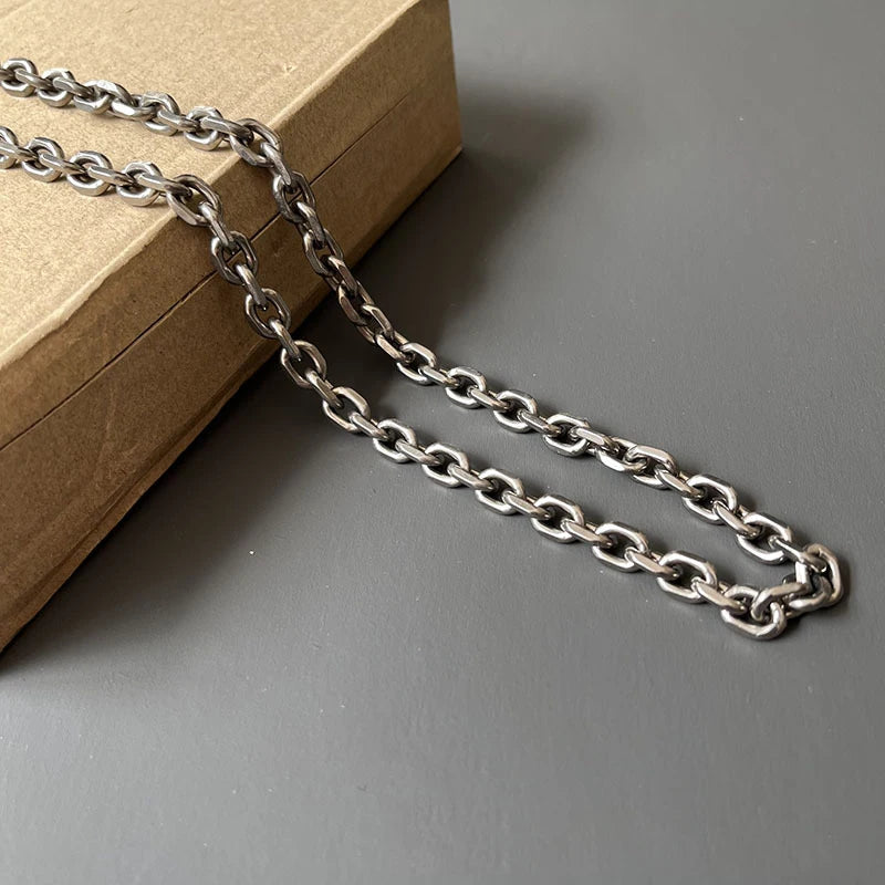 TA1 /Grade 1 Titanium 7mm Unisex O Shaped Chain Necklace Surface Cut Angle Chain Necklaces for Men & Women Gifts