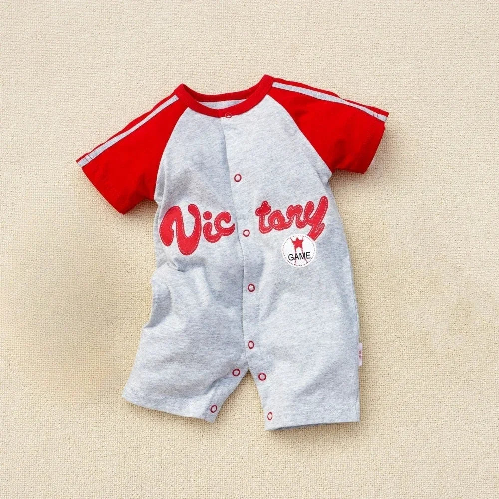 Summer Comfortable Baby Boy Jumpsuits 0 to 18 Months Rompers Boys Clothes Cotton Short Sleeve Bodysuit Sports Onesie Overalls