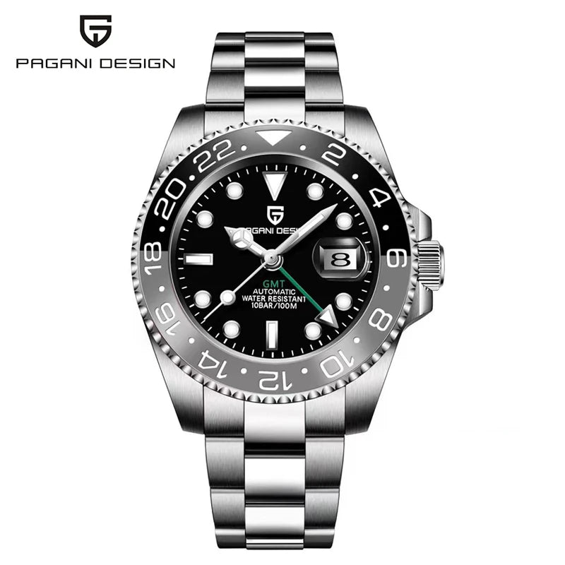 New PAGANI DESIGN 40MM GMT Mechanical Wristwatch Sapphire Ceramic Bezel Automatic Watch Stainless Steel 100M Waterproof Watches