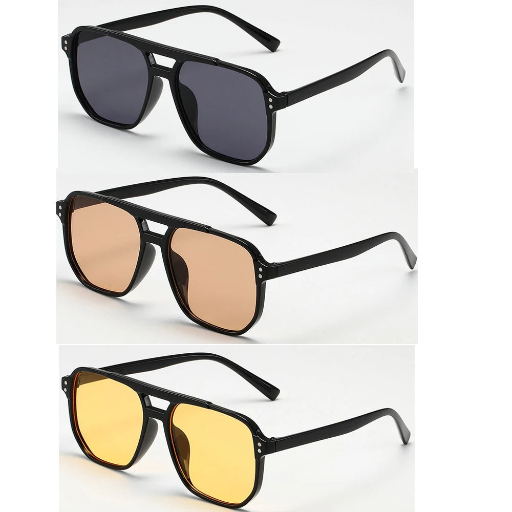 3 Pcs/Set Women Men Square Sun Glasses Retro Polygon Sunglasses Female Vintage Fashion Sunglasses Double Beam Eyeglasses