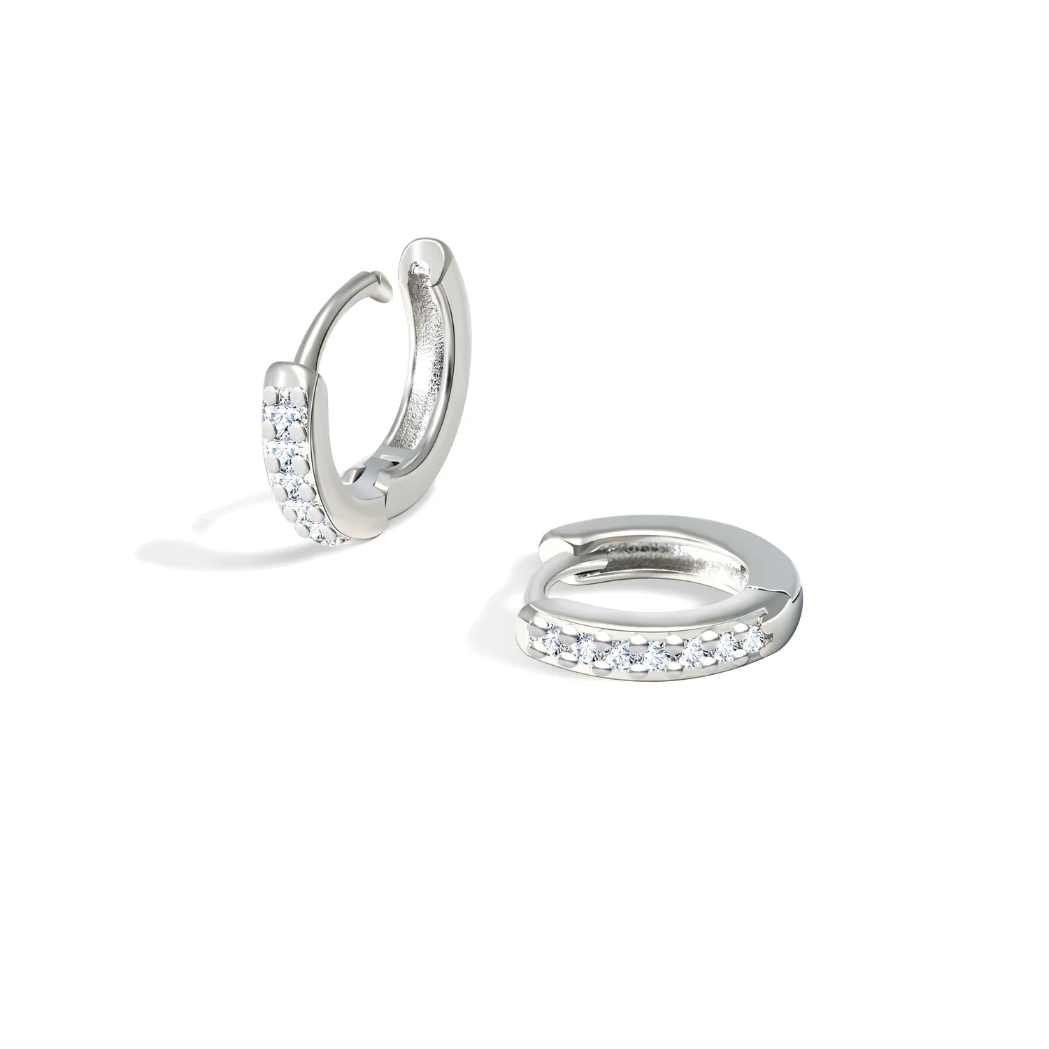 2/6PCS 316L Stainless Steel Minimalist Hoop Earrings Crystal Zirconia Small Cartilage Helix Tragus Piercing Jewelry for Women