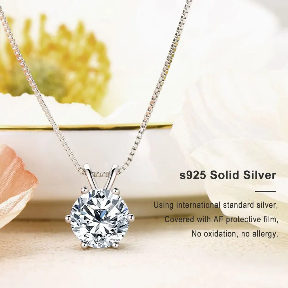 KNOBSPIN 1-5 CT Moissanite Necklace Solitaire Pandent GRA Certified Dainty s925 Sterling Silver 18k Classic Necklaces for Women