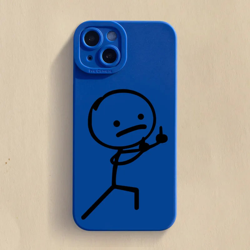 Cute Cartoon Matchman Matte Silicone Phone Case For iPhone 18 16 11 12 13 14 15 17 Pro Max XR XS X 7 8 Plus 16E Soft Back Cover