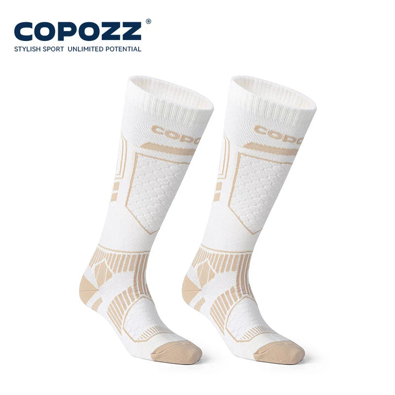 COPOZZ Merino Wool Winter Ski Socks Men Women Thermal Knee-high Ski Socks Warm Thickened Snowboard Soccer Socks Adult Female