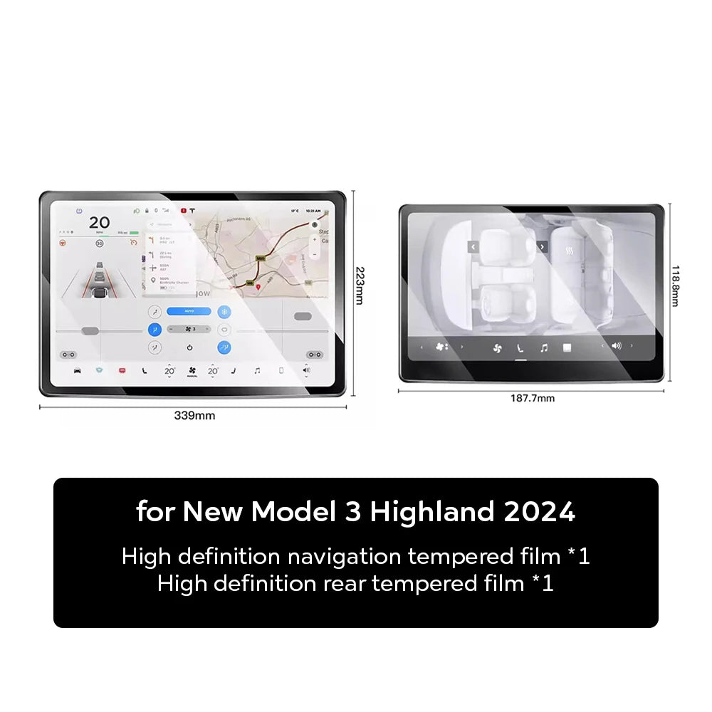 Tempered Glass Film Protector for New Tesla Model Y Launch 2026 Model 3 Highland 2024 Rear Row Center Control Screen Protective