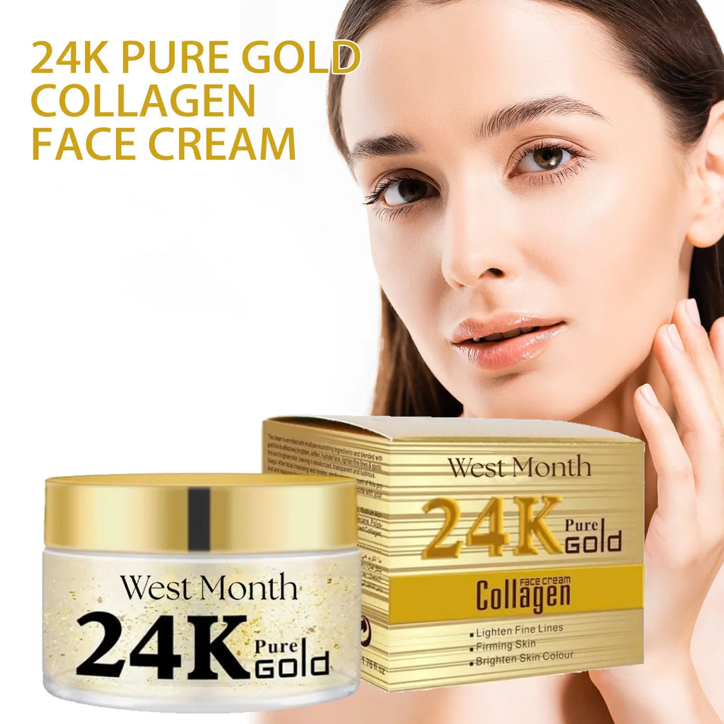 24k Gold Collagen Cream Wrinkle Removal Fade Fine Lines Firming Reduce Puffiness Oil Control Nourish Whitening Anti Aging Cream