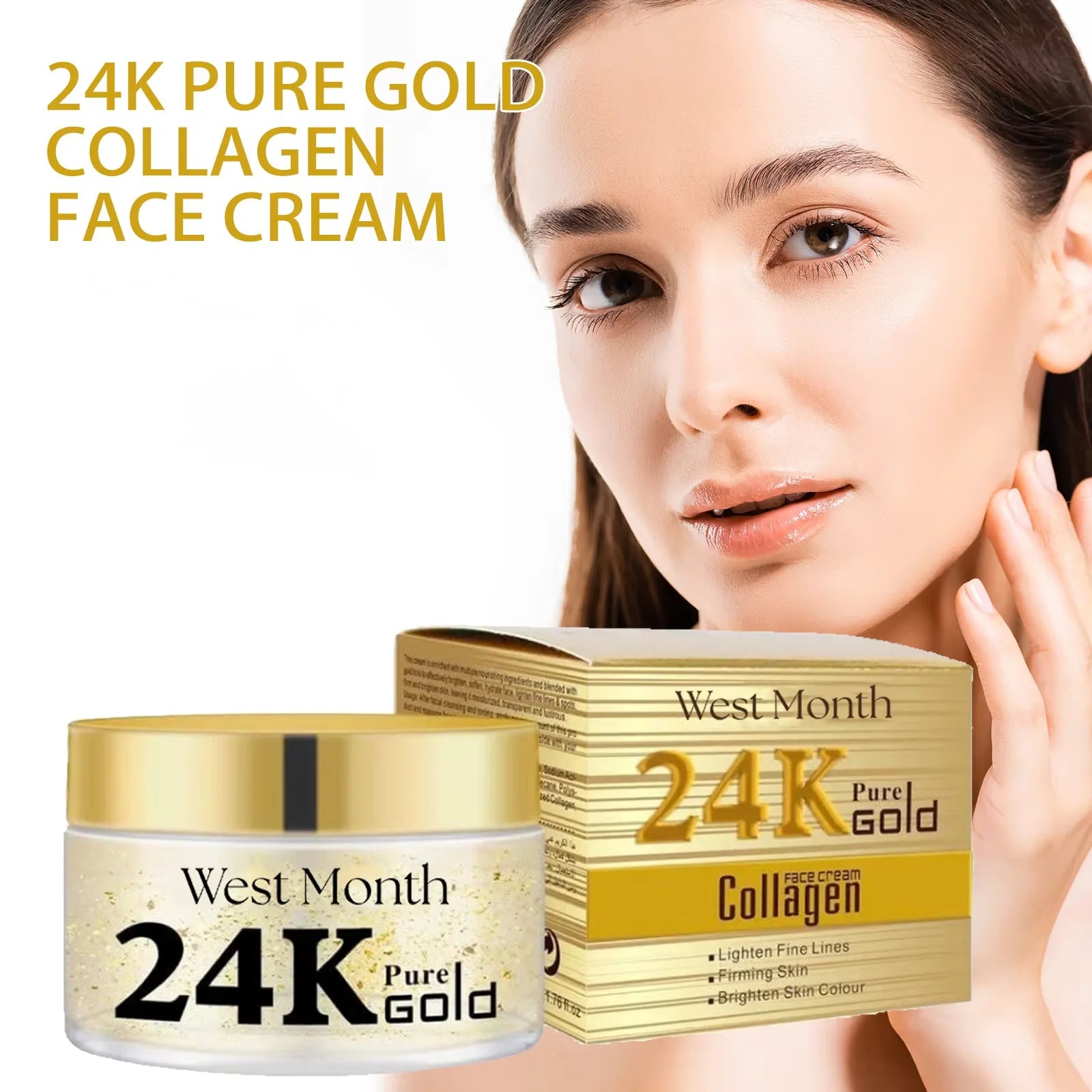 24k Gold Collagen Cream Wrinkle Removal Fade Fine Lines Firming Reduce Puffiness Oil Control Nourish Whitening Anti Aging Cream