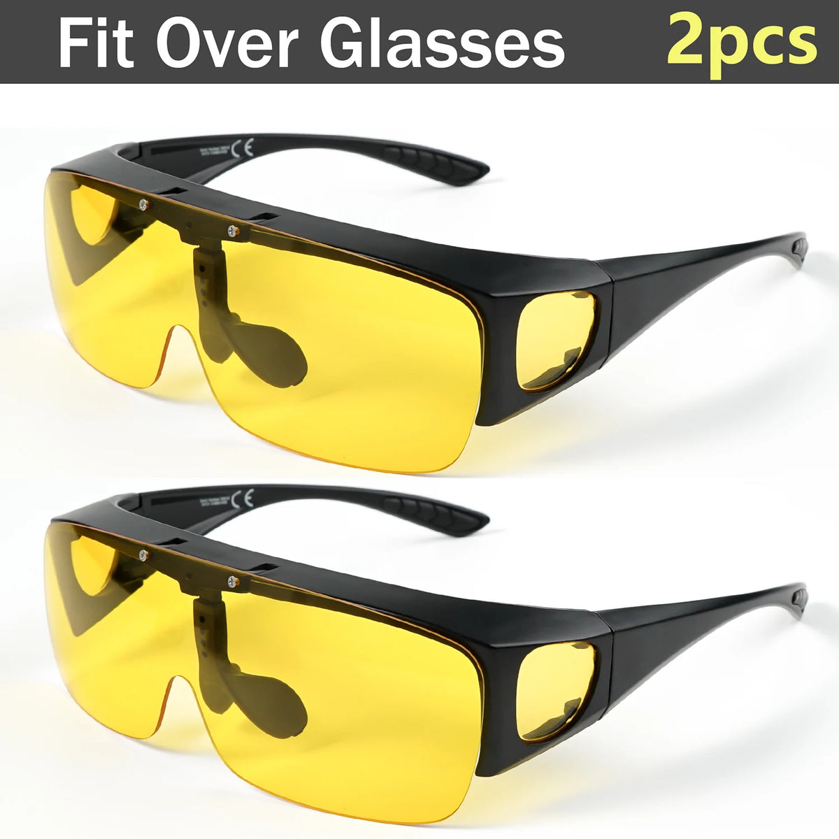 Flip Up Fit Over Glasses Oversized Sunglasses UV400 Side Shield Over Prescription Eyeglasses Night Driving Fishing Shades