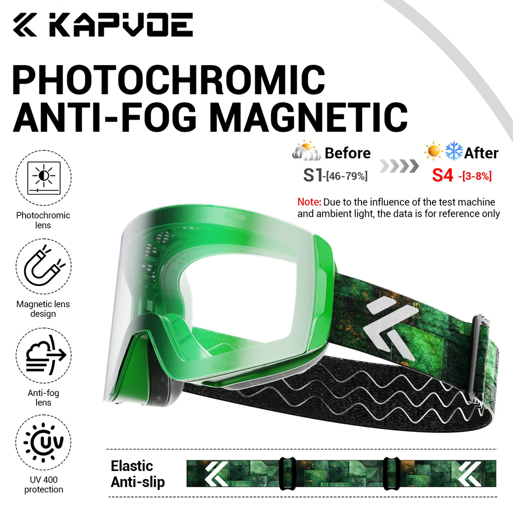 KAPVOE Magnetic Snow Goggles Double Layer Anti-Fog UV Protection for Skiing Snowboarding High-definition Clarity Unisex Skiing