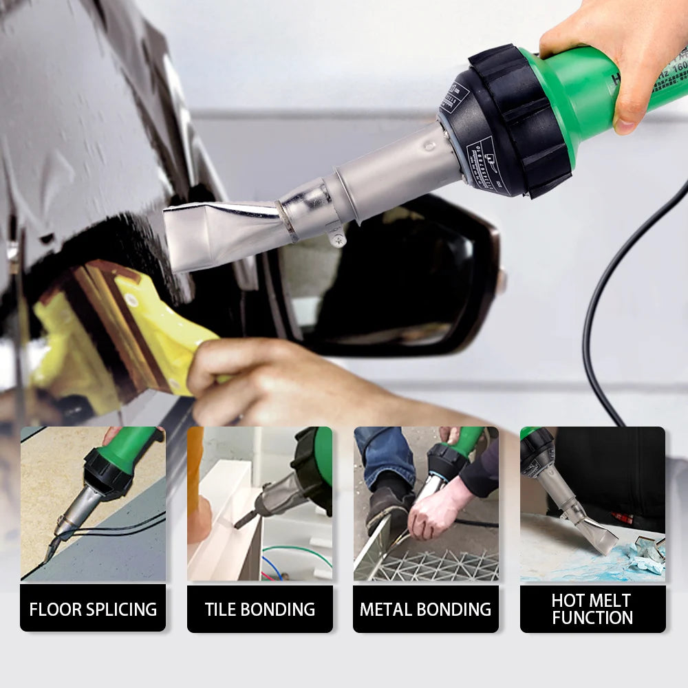 AC220V 1600W Plastic Welding Gun Machine Electric Hot Air Gun Plastic Welding Torch + Heating Core + Flat Head Accessories