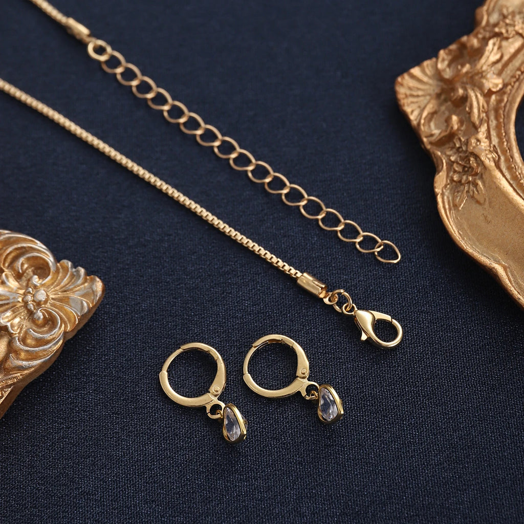 3 Pcs Heart Pendant Jewelry Set Of Earring Pendant Necklace For Women Exquisite Fashion Rhinestone Double Heart Jewelry Set Gift
