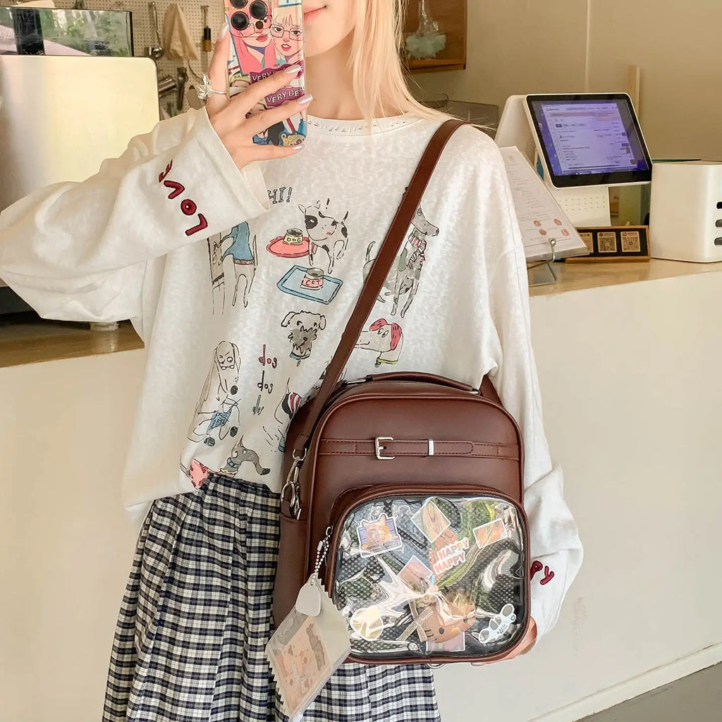 New Women Fashion Casual Backpack Preppy Style One Shoulder Crossbody Handbag Original Niche Design Girl Ulzzang Ita Bag